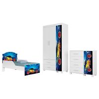 Quarto Infantil 3 Peças Com Mini Cama Carro Azul Z53 - Mpozenato - 1