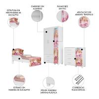 Quarto Infantil 3 Peças Com Mini Cama Carruagem Rosa Z53 - Mpozenato - 3