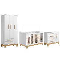 Quarto Infantil 3 Peças Com Berço Q Encanto Slim Branco - Qmovi - 1