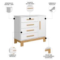 Quarto Infantil 3 Peças Com Berço Q Encanto Slim Branco - Qmovi - 6