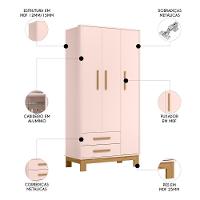 Quarto Infantil 3 Peças Com Berço Q Encanto Slim Rosa - Qmovi - 3