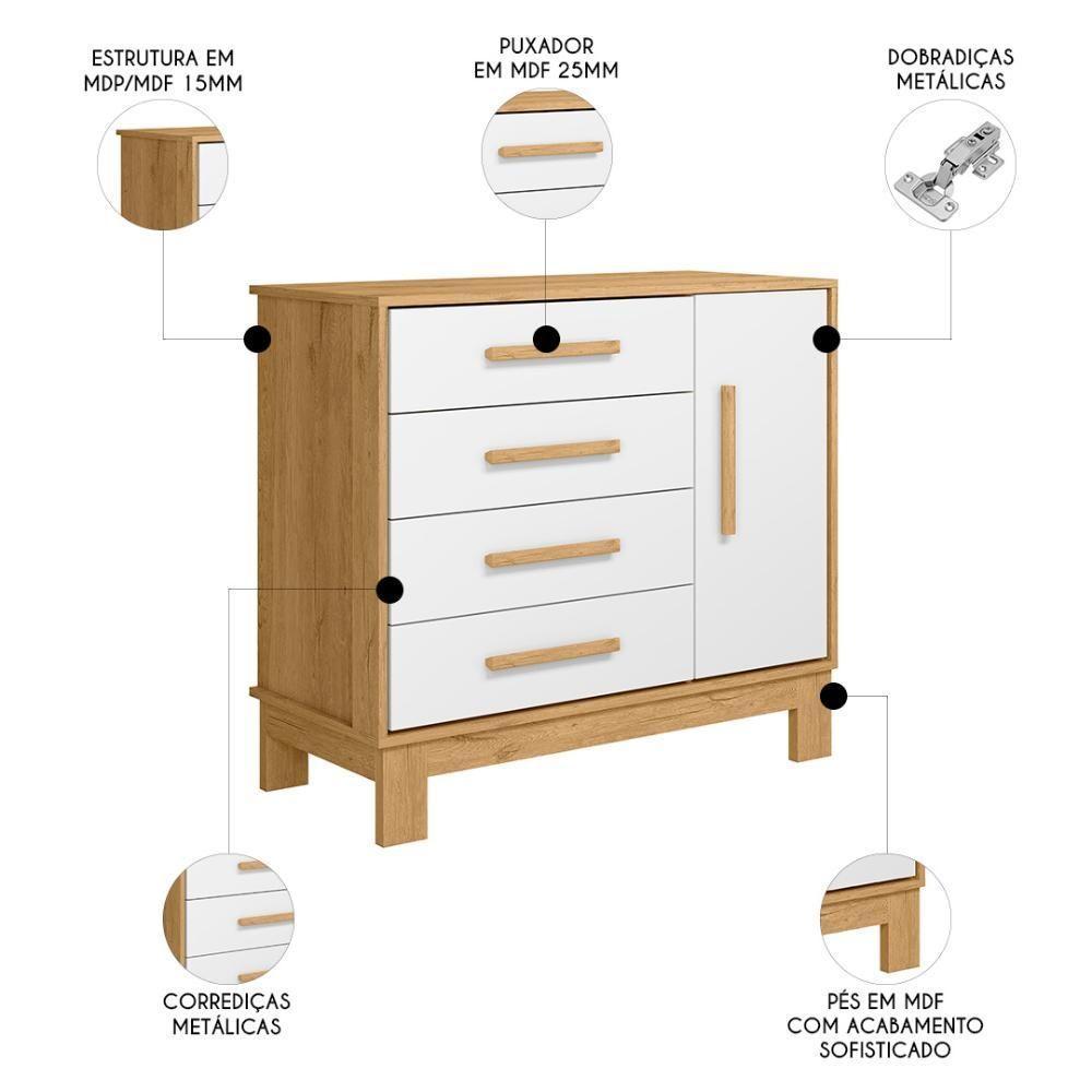 Quarto Infantil 3 Peças Com Berço Q Encanto Slim Freijó/branco - Qmovi - 7