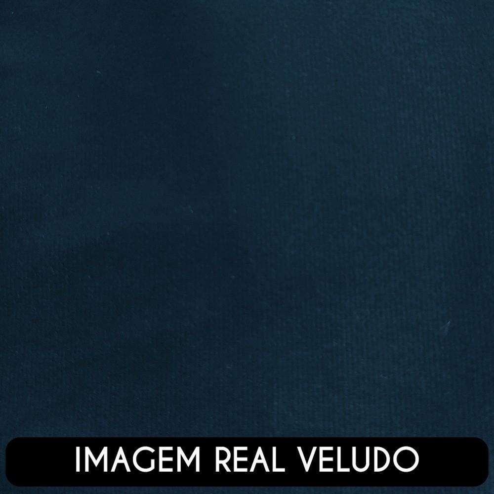 Sofá 3 Lugares Living 180cm E 1 Poltrona Giratória Garbin Z08 Veludo Azul Marinho - Mpozenato - 7
