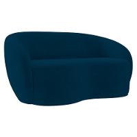 Sofá 3 Lugares Living 180cm E 1 Poltrona Giratória Garbin Z08 Veludo Azul Marinho - Mpozenato - 9