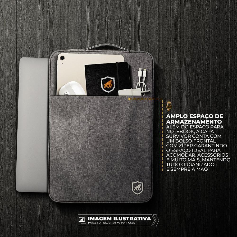 Capa Para Notebook De 13 - 13,3 Polegadas - Survivor - Cinza - Gshield - 4