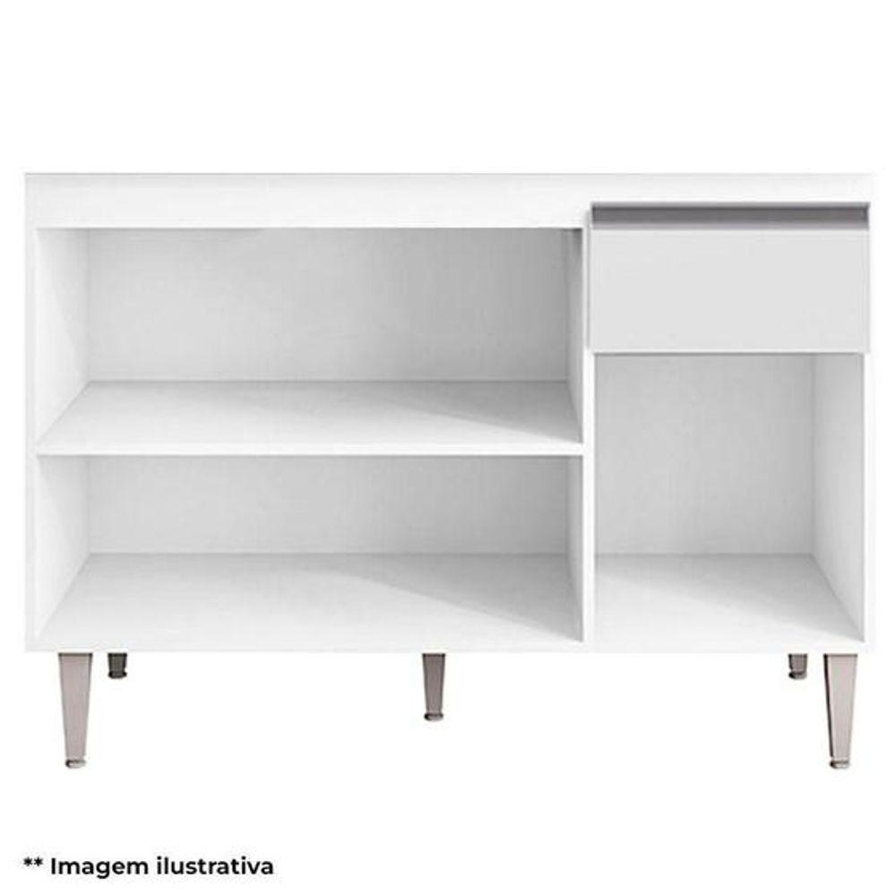 Balcão De Cozinha 120cm Tatiane 3 Portas 1 Gaveta Com Tampo Amêndoa/Branco - 4