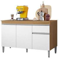 Balcão De Cozinha 120cm Tatiane 3 Portas 1 Gaveta Com Tampo Amêndoa/Branco - 1