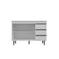 Balcão De Cozinha Andréia 120cm 2 Portas 3 Gavetas Com Tampo Amêndoa/Branco - 3