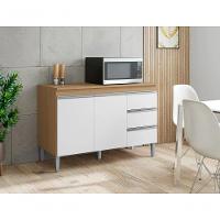 Balcão De Cozinha Para Pia Andréia 120cm 2 Portas 3 Gavetas Sem Tampo Amêndoa/Branco - 2