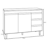 Balcão De Cozinha Para Pia Andréia 120cm 2 Portas 3 Gavetas Sem Tampo Amêndoa/Branco - 3