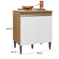 Balcão Para Cooktop De 4 E 5 Bocas Com Tampo Andréia Amêndoa/Branco - 4