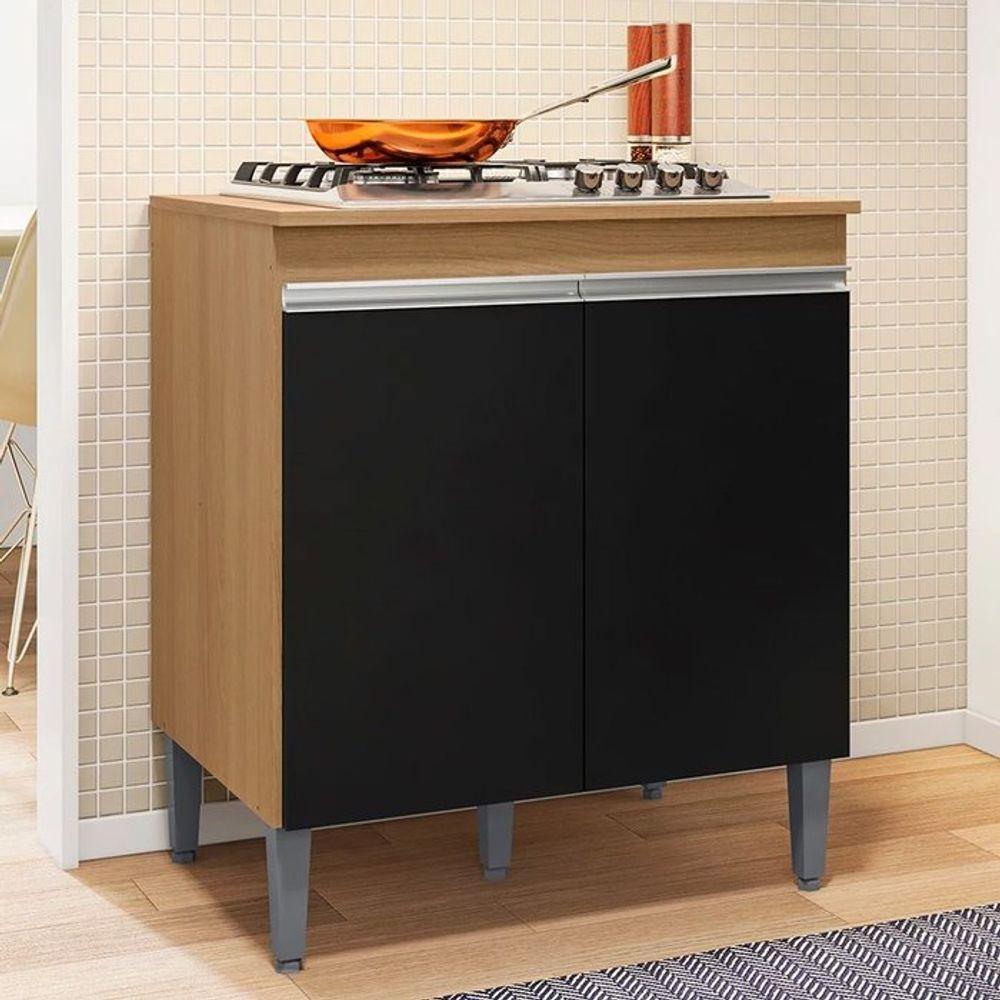 Balcão Para Cooktop De 4 E 5 Bocas Com Tampo Andréia Amêndoa/Preto - 2