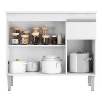 Balcão De Cozinha Para Pia Tatiane 100cm 3 Portas 1 Gaveta Sem Tampo Branco - 3