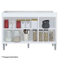 Balcão De Cozinha Para Pia 120cm Manu 3 Portas Sem Tampo Branco Amêndoa/Branco - 3