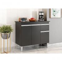 Balcão De Cozinha Para Pia Tatiane 100cm 3 Portas 1 Gaveta Sem Tampo Preto - 2