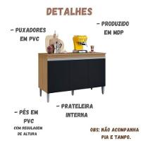 Balcão De Cozinha Para Pia 120cm Manu 3 Portas Sem Tampo Branco Amêndoa/Preto - 2
