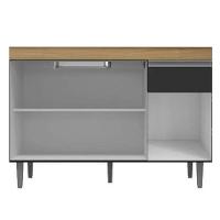 Balcão De Cozinha Para Pia Tatiane 120cm 3 Portas 1 Gaveta Sem Tampo Amêndoa/Preto - 3