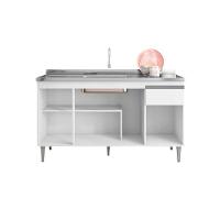 Balcão De Cozinha Para Pia 150cm Tatiane 4 Portas 1 Gaveta Sem Tampo Amêndoa/Preto - 3