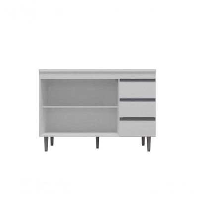 Balcão De Cozinha Para Pia Andréia 100cm 2 Portas 3 Gavetas Sem Tampo Amêndoa/Branco