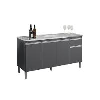 Balcão De Cozinha Para Pia 150cm Tatiane 4 Portas 1 Gaveta Sem Tampo Cinza - 1