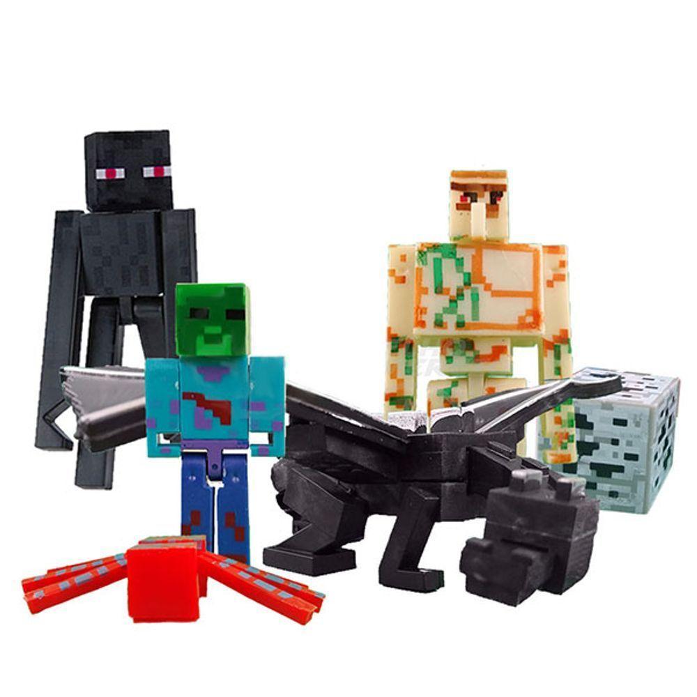 Kit 2 Cartela Minecraft Dragão 10 Bonecos + 2 Bloco Zombie - 1