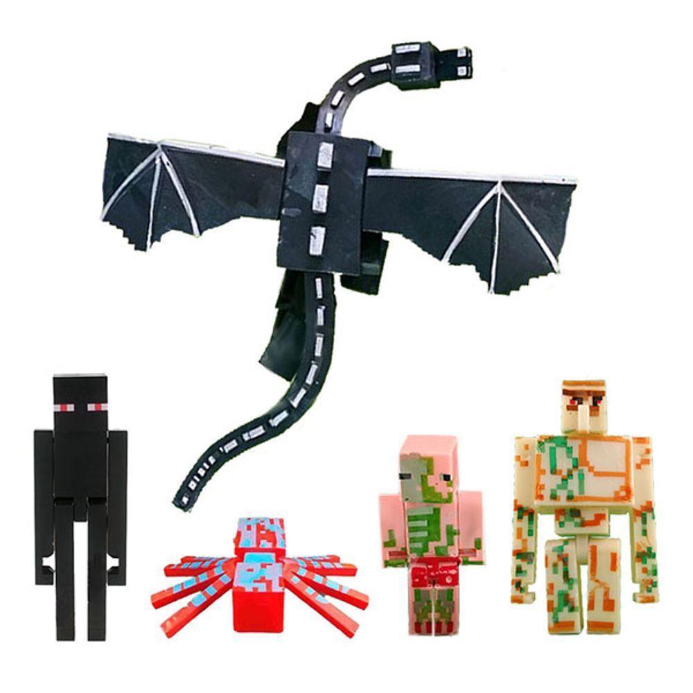 Kit 6 Cartela Minecraft Dragão 30 Bonecos + 6 Bloco Pigman Cor:pigman - 4
