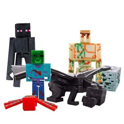Kit 8 Cartela Minecraft Dragão 40 Bonecos + 7 Bloco Zombie
