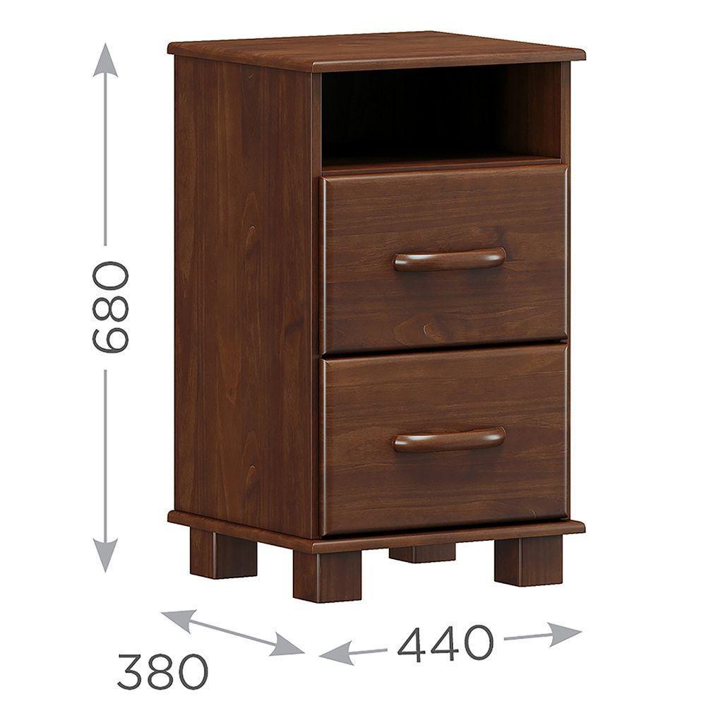 Mesa De Cabeceira Com Nicho Ouro - Café - 2