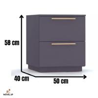 Mesa De Cabeceira 2 Gavetas 50cm Dubai - Vlr Móveis Cor: Alasca - 3