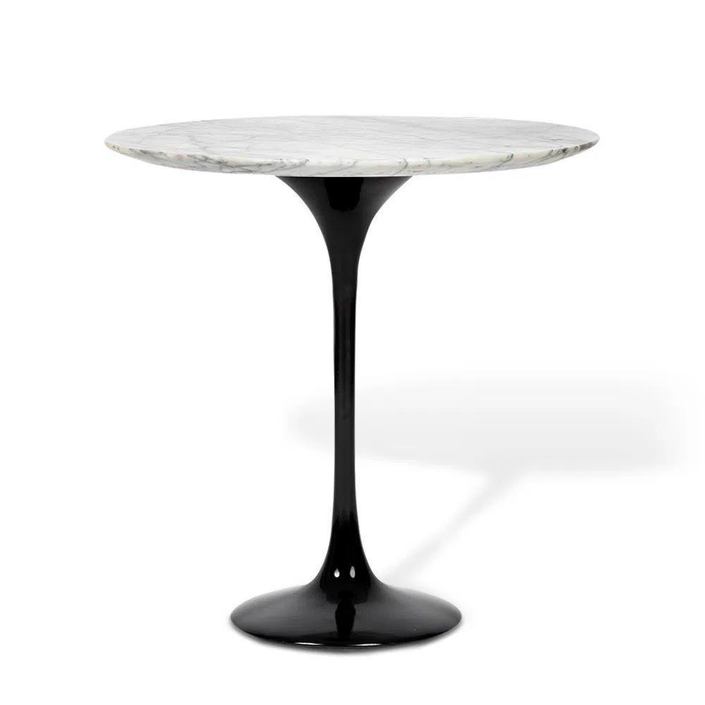 Mesa Saarinen Lateral Oval Carrara 57x38cm - Base Preta - 2