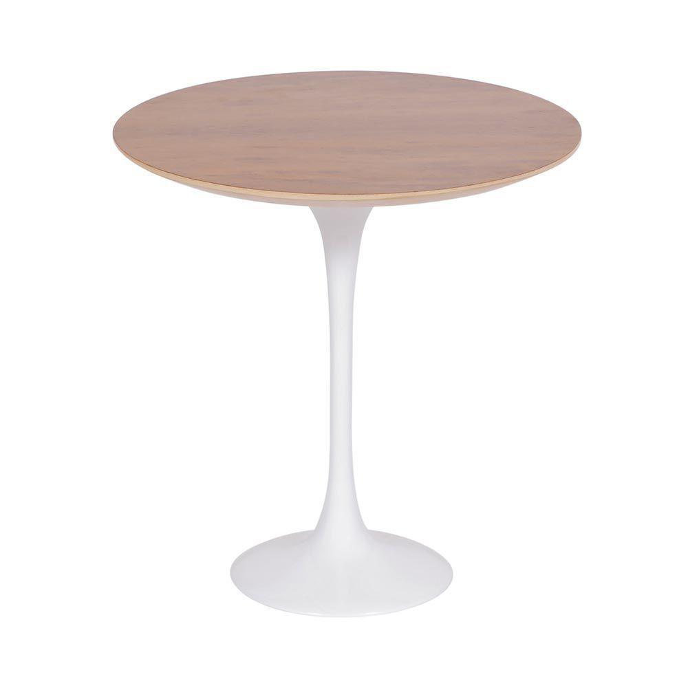 Mesa Saarinen Lateral Imbuia 51cm - Base Branca - 1