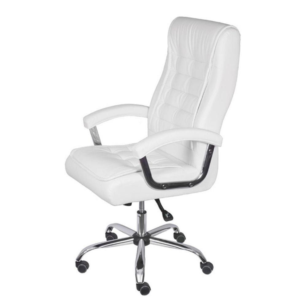 Cadeira Escritório Giratória Oslo Presidente Com Molas Or Design Em Pu Branco Base Rodízio - 1