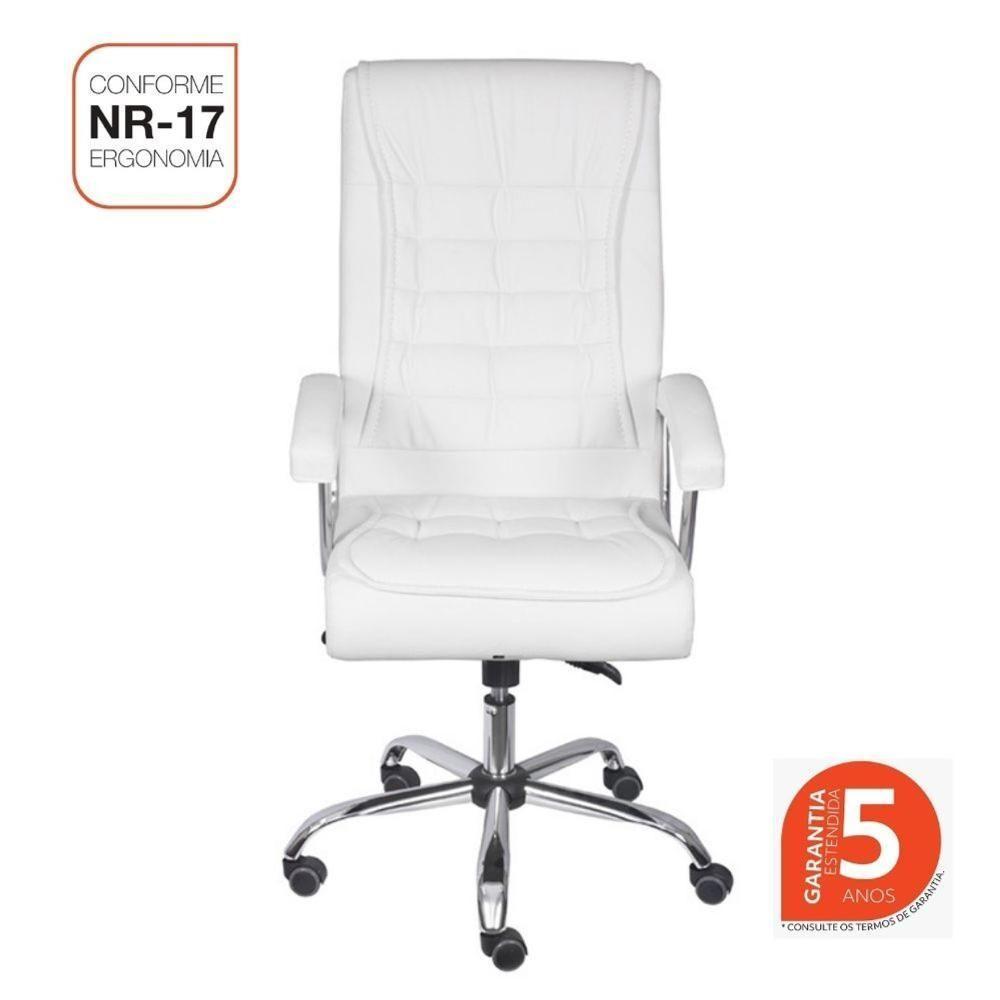 Cadeira Escritório Giratória Oslo Presidente Com Molas Or Design Em Pu Branco Base Rodízio - 2