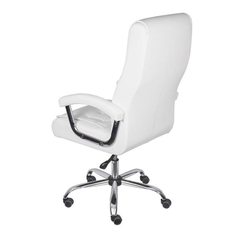 Cadeira Escritório Giratória Oslo Presidente Com Molas Or Design Em Pu Branco Base Rodízio - 3