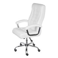 Cadeira Escritório Giratória Oslo Presidente Com Molas Or Design Em Pu Branco Base Rodízio - 1