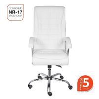Cadeira Escritório Giratória Oslo Presidente Com Molas Or Design Em Pu Branco Base Rodízio - 2