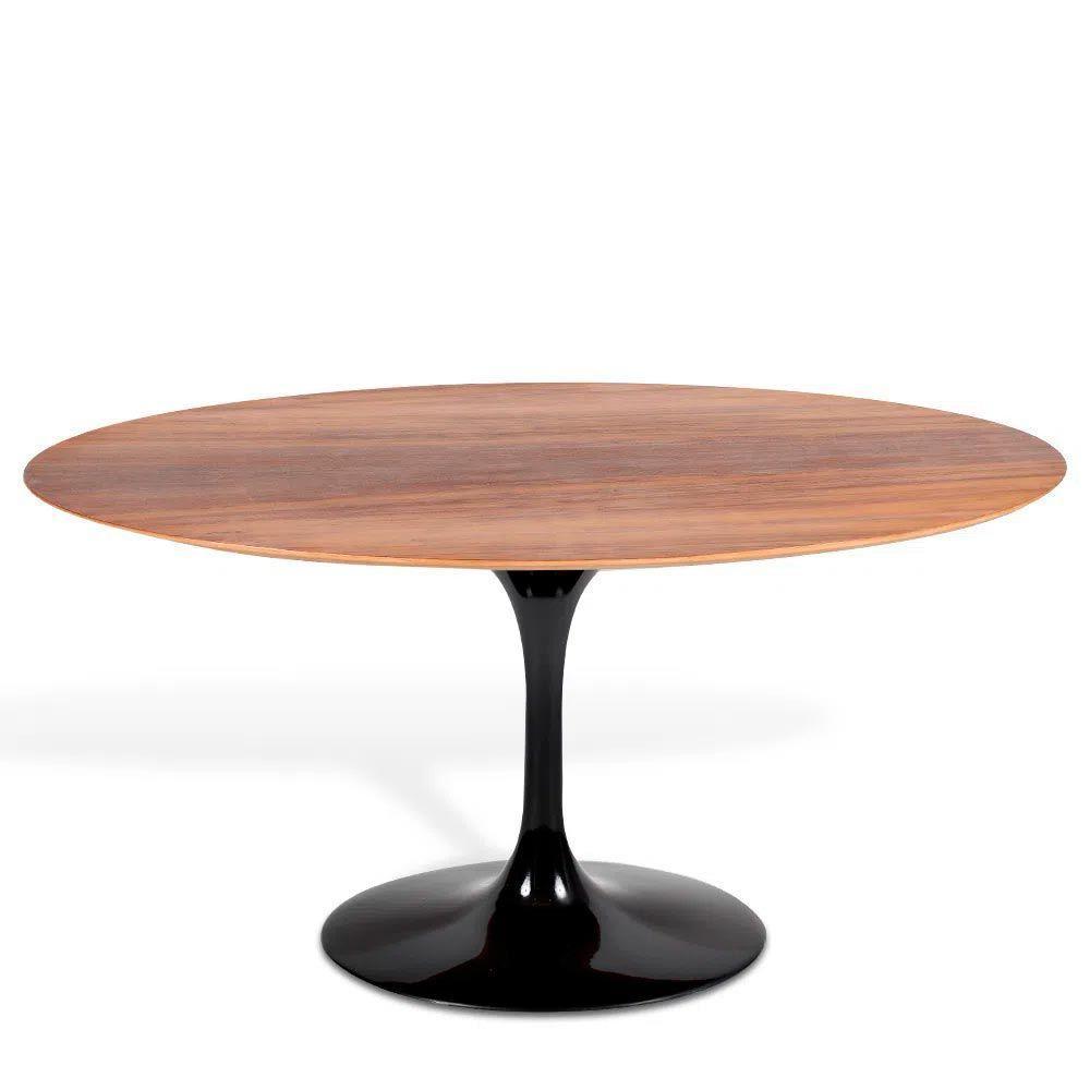 Mesa Saarinen Oval Imbuia 160x90cm - Base Preta - 1