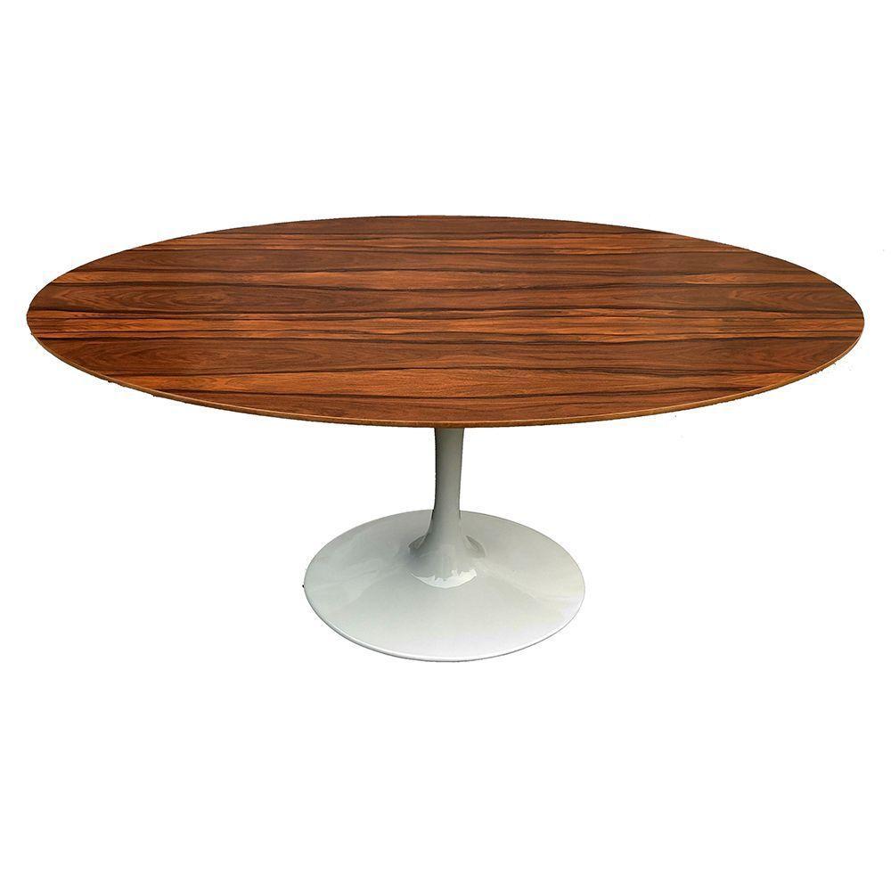 Mesa Saarinen Oval Pau Ferro 180x100cm - Base Branca - 1