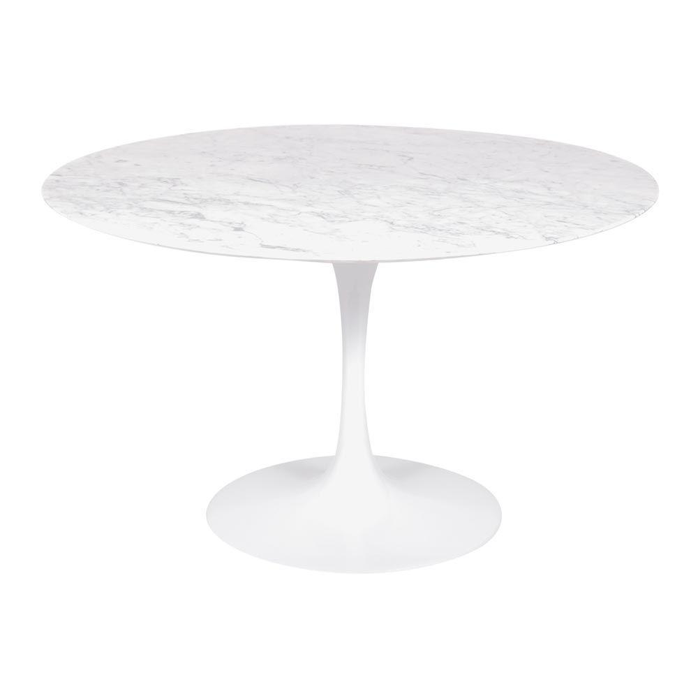 Mesa Saarinen Redonda Carrara 124cm - Base Branca - 1