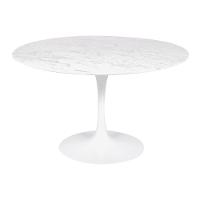 Mesa Saarinen Redonda Carrara 124cm - Base Branca - 1