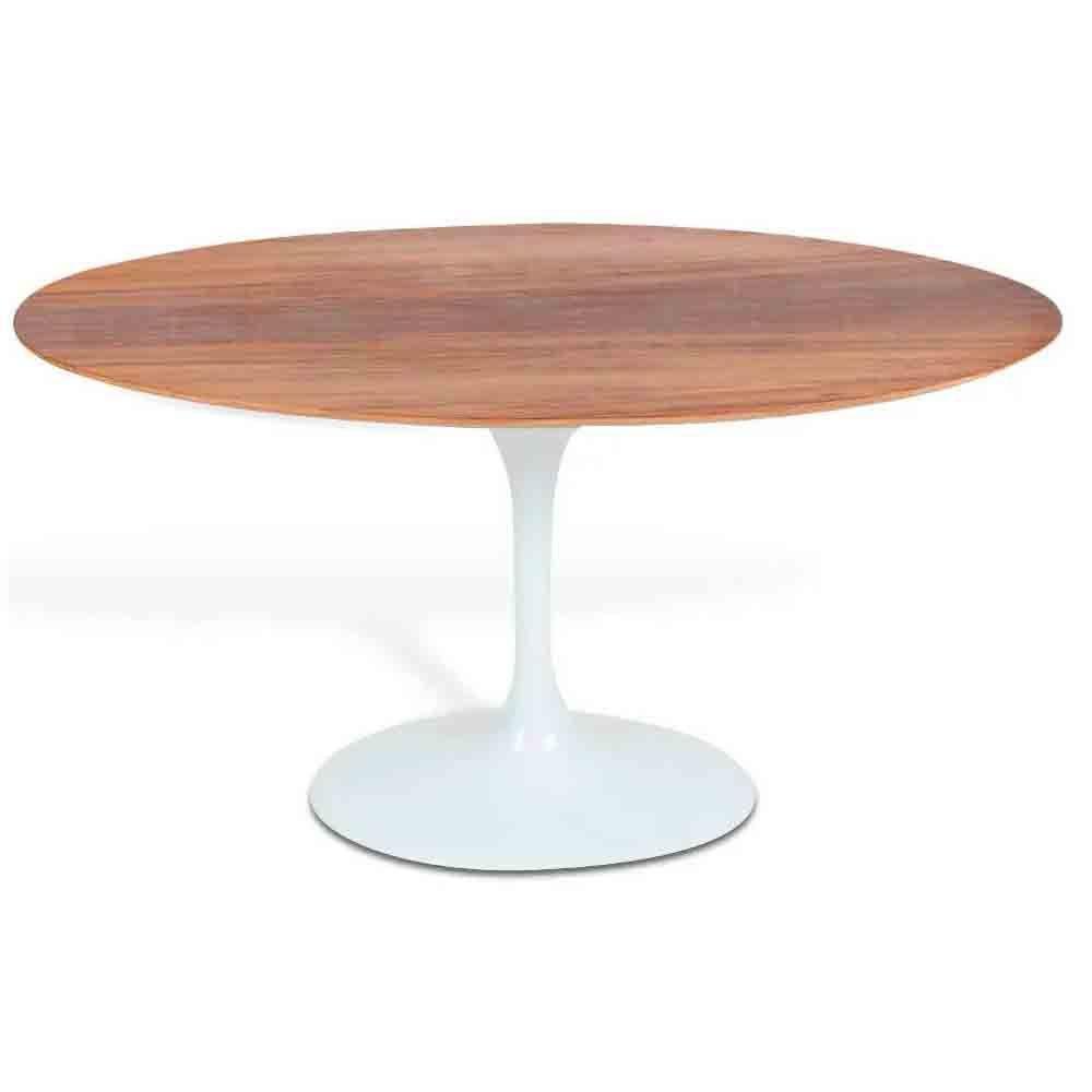 Mesa Saarinen Oval Imbuia 120x80cm - Base Branca - 1