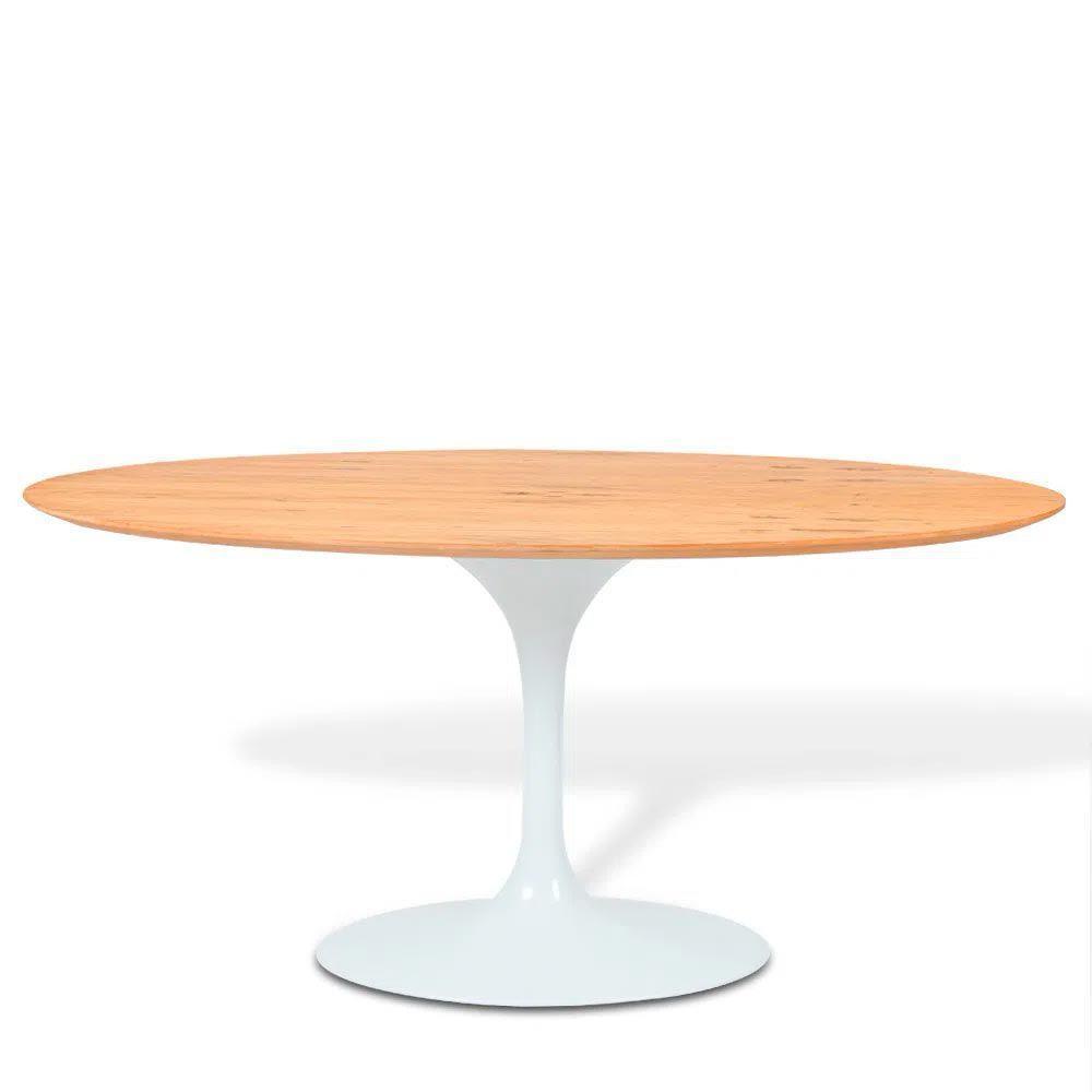 Mesa Saarinen Oval Freijó 235x122cm - Base Branca - 1
