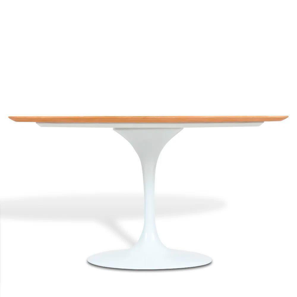 Mesa Saarinen Oval Freijó 235x122cm - Base Branca - 2