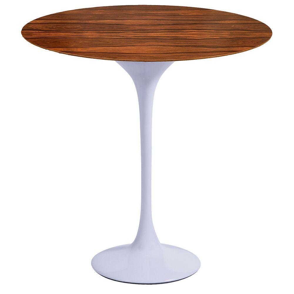 Mesa Saarinen Lateral Pau Ferro 51cm - Base Branca - 1