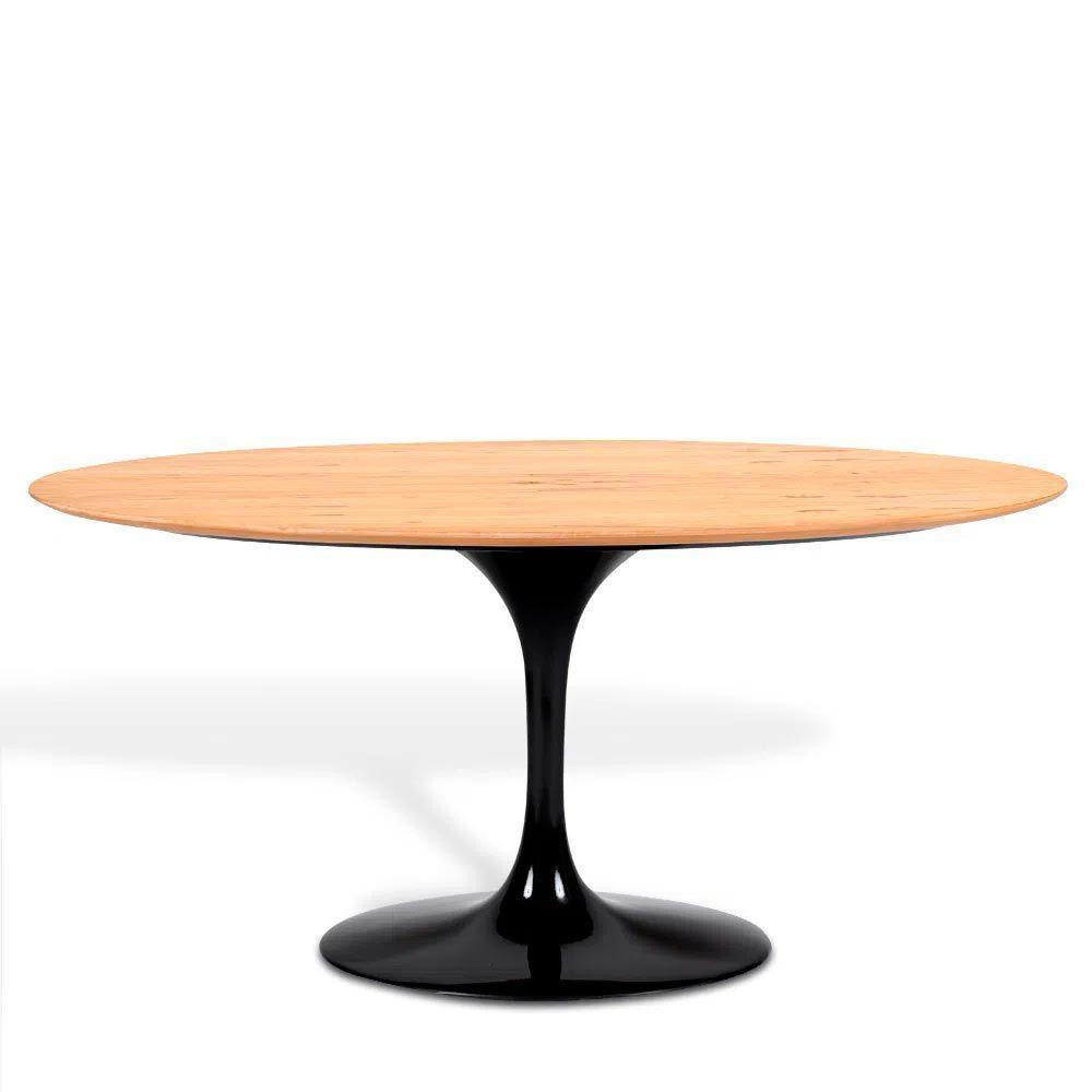 Mesa Saarinen Oval Freijó 160x90cm - Base Preta - 1