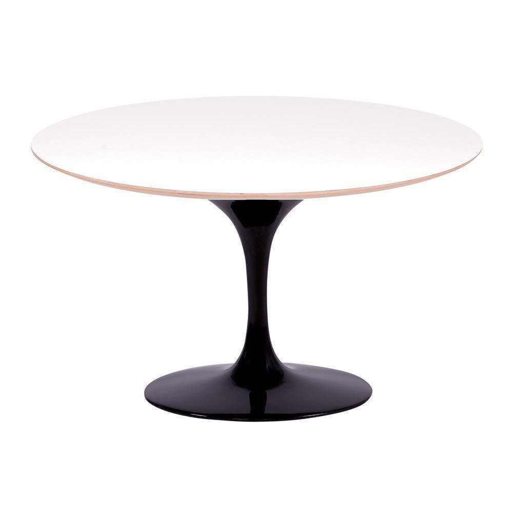 Mesa Saarinen Oval Fórmica Branca 198x122cm - Base Preta - 1
