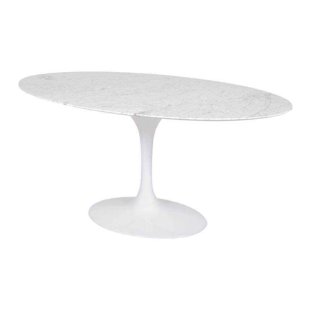 Mesa Saarinen Oval Carrara 160x90cm - Base Branca - 1