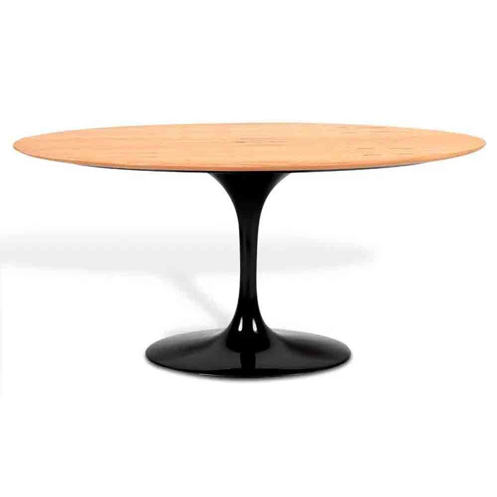 Mesa Saarinen Oval Freijó 120x80cm - Base Preta - 1