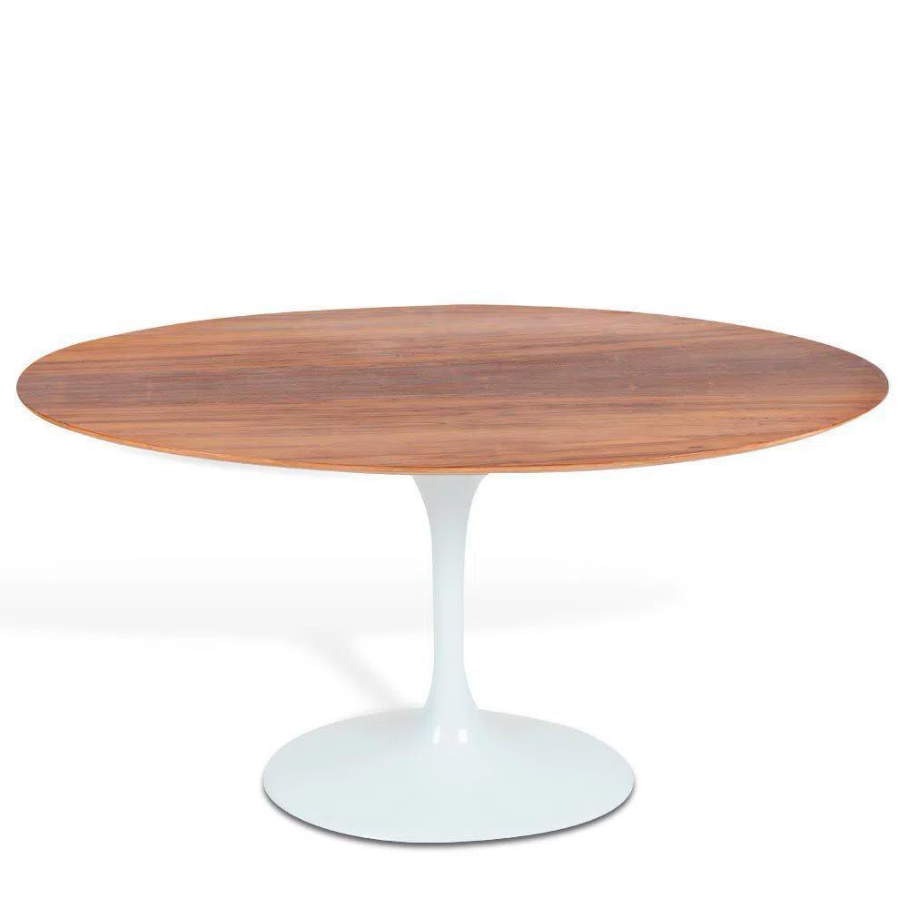 Mesa Saarinen Oval Imbuia 198x122cm - Base Branca - 1