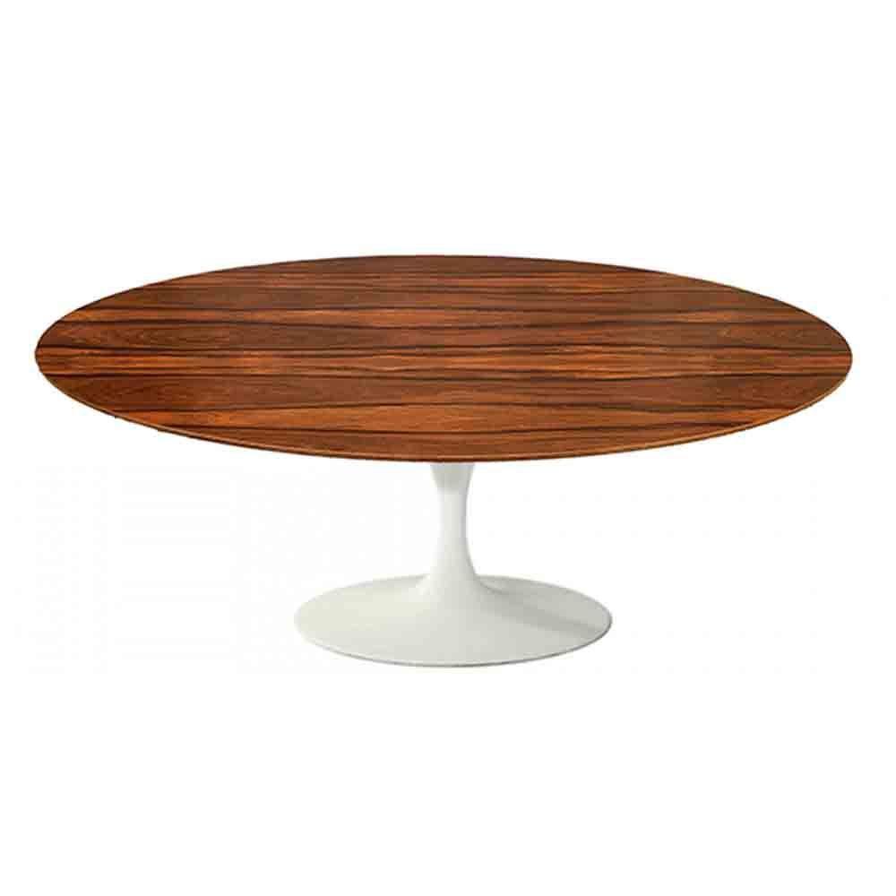 Mesa Saarinen Oval Centro Pau Ferro 120x80cm - Base Branca - 1